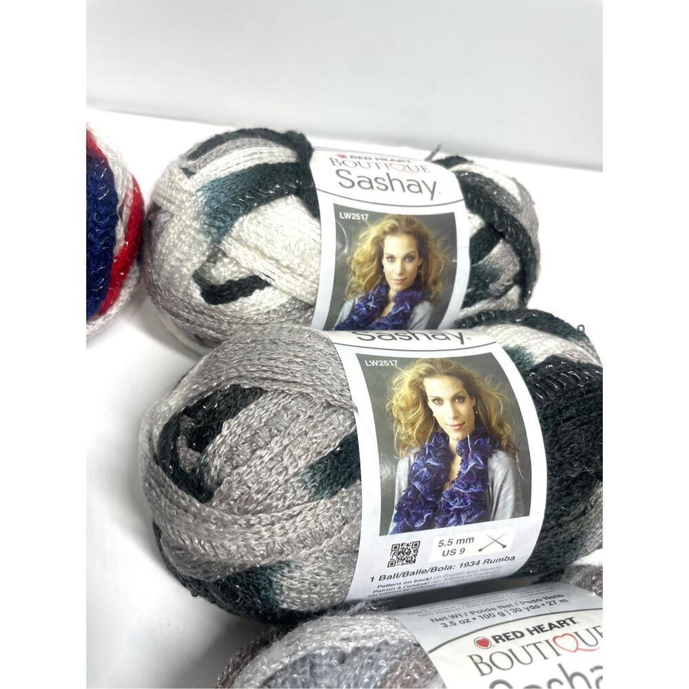 Red Heart Boutique Sashay Acrylic Metallic Ruffling Yarn 8 Rolls 3.5 oz New! - Picture 7 of 8